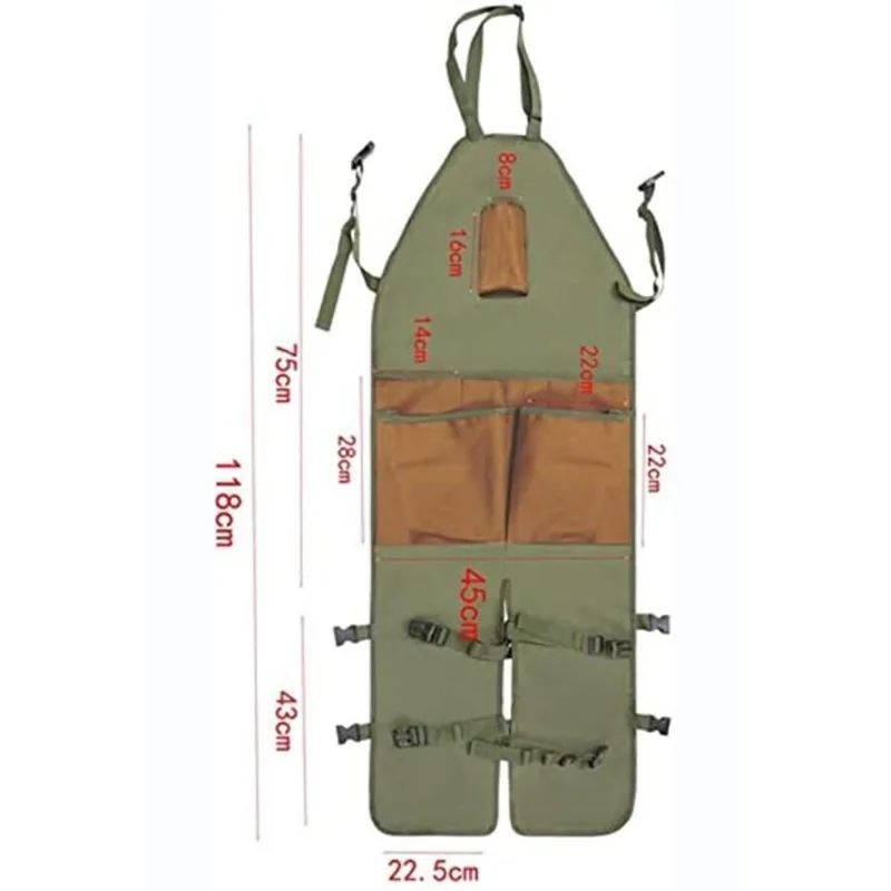 Oxford cloth apron garden gardening garden trimming multi-pocket color matching lengthened leg apron