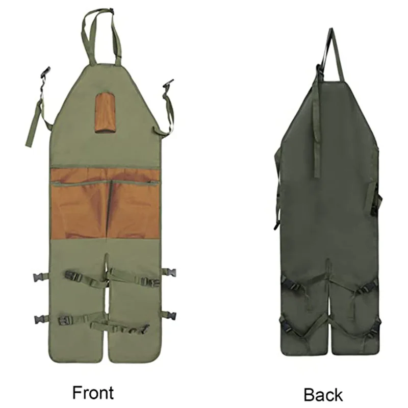 Oxford cloth apron garden gardening garden trimming multi-pocket color matching lengthened leg apron