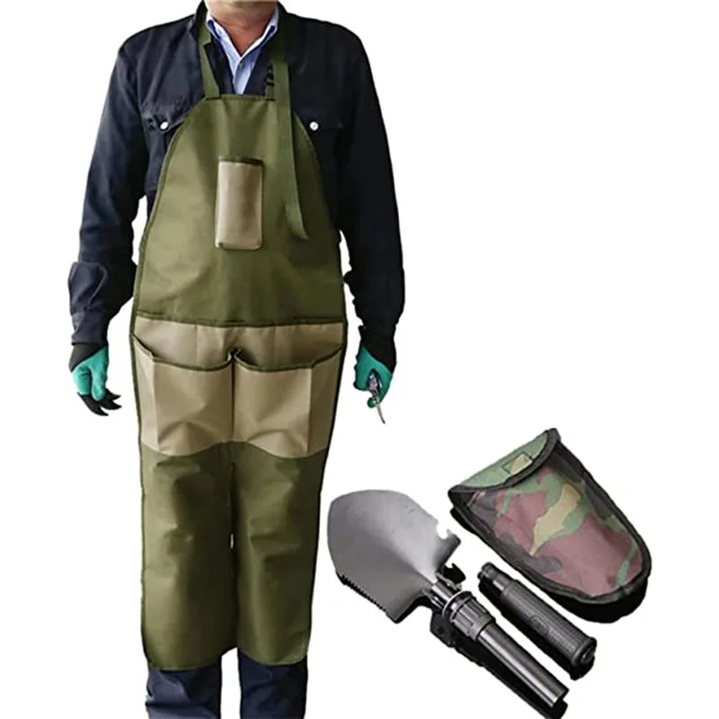 Oxford cloth apron garden gardening garden trimming multi-pocket color matching lengthened leg apron